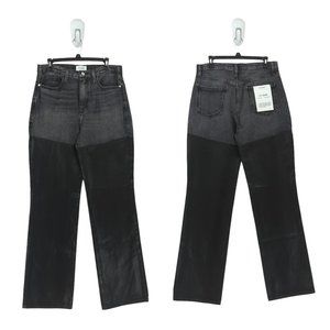 FRAME Women Le Jane Jeans Midnight Mix Black Coated Wide Leg Denim High Waisted
